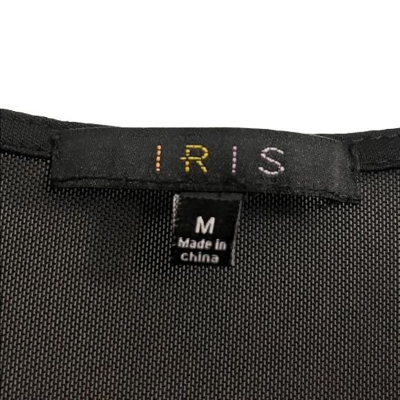 Iris Chic Black Long Sleeve Dress with Silver Accents, Medium - Picture 2 of 5